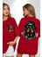 Mafya Rottweiler Kırmızı Oversize Kadın Erkek Ön ve Sırt Baskılı T-Shirt 1