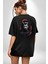 Asyalı Japon Samuray Savaşcı Siyah Oversize Kadın Erkek Ön ve Sırt Baskılı T-Shirt 3