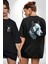 Robot Cyborg Köpek Doberman Siyah Oversize Kadın Erkek Ön ve Sırt Baskılı T-Shirt 2