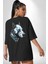 Robot Cyborg Köpek Doberman Siyah Oversize Kadın Erkek Ön ve Sırt Baskılı T-Shirt 5