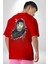 Safari Kedi Şal Eşarp Kırmızı Oversize Kadın Erkek Ön ve Sırt Baskılı T-Shirt 1