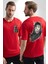 Safari Kedi Şal Eşarp Kırmızı Oversize Kadın Erkek Ön ve Sırt Baskılı T-Shirt 2