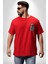 Safari Kedi Şal Eşarp Kırmızı Oversize Kadın Erkek Ön ve Sırt Baskılı T-Shirt 3