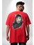 Safari Kedi Şal Eşarp Kırmızı Oversize Kadın Erkek Ön ve Sırt Baskılı T-Shirt 4