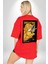 Zenitsu Agatsuma Anime Kırmızı Oversize Kadın Erkek Ön ve Sırt Baskılı T-Shirt 4