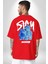 Birlikte Kal Kırmızı Oversize Kadın Erkek Ön ve Sırt Baskılı T-Shirt 4