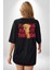 Bunu Alabilirsin Çantadan Çıkan Ayı Siyah Oversize Kadın Erkek Ön ve Sırt Baskılı T-Shirt 3