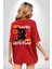 Dışarı Çık ve Oynayalım Teddy Kırmızı Oversize Kadın Erkek Ön ve Sırt Baskılı T-Shirt 1