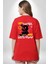 Dışarı Çık ve Oynayalım Teddy Kırmızı Oversize Kadın Erkek Ön ve Sırt Baskılı T-Shirt 4