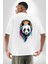 Kulaklık Ayı Panda Beyaz Oversize Kadın Erkek Ön ve Sırt Baskılı T-Shirt 2