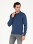 Erkek İndigo Slim Fit Pamuk Karışımlı Polo Yaka Basic Triko Kazak 50257384-VR028 1