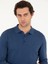 Erkek İndigo Slim Fit Pamuk Karışımlı Polo Yaka Basic Triko Kazak 50257384-VR028 2