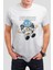 Spaceman Baskılı Beyaz Unisex Tişört C409 1