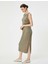 Midi Elbise Modal Karışımlı Bisiklet Yaka Kolsuz Slim Fit - Koton - 4SAK80349EK - Haki - S 1