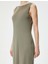 Midi Elbise Modal Karışımlı Bisiklet Yaka Kolsuz Slim Fit - Koton - 4SAK80349EK - Haki - S 3