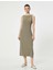 Midi Elbise Modal Karışımlı Bisiklet Yaka Kolsuz Slim Fit - Koton - 4SAK80349EK - Haki - S 5