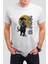 Samurai Kedi Baskılı Beyaz Unisex Tişört C412 1