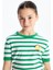Lcw Kids Bisiklet Yaka Çizgili Kısa Kollu Kız Çocuk Crop Tişört 3