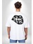 Ay Yıldız Dudak Bulut Dövme Beyaz Oversize Kadın Erkek Ön ve Sırt Baskılı T-Shirt 2