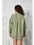 Haki Aksesuarlı Oversize Keten Gömlek 27079 5