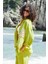 Yağ Yeşili Aksesuarlı Oversize Keten Gömlek 27079 2
