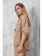 Camel Aksesuarlı Oversize Keten Gömlek 27079 3