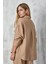 Camel Aksesuarlı Oversize Keten Gömlek 27079 5