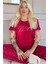 Bordo Magic Desenli Bambu Kısa Kol Kadın Pijama Takımı 1
