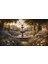 Romantik Çiçek Bahçesi ve Çeşme ile Vintage Arkaplan 200 x 150 cm Fon Duvar Örtüsü 1