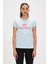 Logo Tee Sky Blue Logo Baskılı Basic Kadın Tişört 1