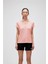 Violet V-Neck Pembe Logo Baskılı Basic Kadın Tişört 1