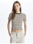 Xsıde Bisiklet Yaka Çizgili Kısa Kollu Kadın Crop 1