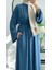 Abaya Ferace Çıtçıtlı Uzun Abaya Kap Kuşaklı Krep Abaya 4