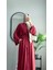 Abaya Ferace Çıtçıtlı Uzun Abaya Kap Kuşaklı Krep Abaya 2