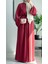 Abaya Ferace Çıtçıtlı Uzun Abaya Kap Kuşaklı Krep Abaya 3