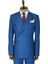 Geniş Sivri Yakalı Slim Fit Mavi Erkek Kruvaze Takım Elbise - Wessi 1