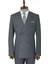 Geniş Sivri Yakalı Çizgili Desenli Slim Fit Gri Erkek Kruvaze Takım Elbise - Wessi 1