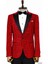 Leopar Desenli Slim Fit Dik Yaka Bordo Erkek Balo Ceketi - Wessi 1