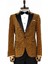 Leopar Desenli Slim Fit Dik Yaka Sarı Erkek Balo Ceket - Wessi 1