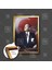 Mustafa Kemal Atatürk Elinde Tesbih Türk Bayrağı Karizma Çerçeveli Dikey Kanvas Tablo 1