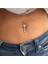 Cerrahi Çelik Kelebek 316 L Göbek Piercing Zirkon Taşlı Sallantılı Belly Button Model Paslanmaz 4