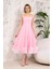 Askılı Tasarım Pembe Abiye Elbise 6