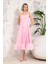 Askılı Tasarım Pembe Abiye Elbise 7
