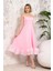 Askılı Tasarım Pembe Abiye Elbise 8