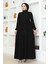 Siyah Büzgülü Kol Lastikli Ferace 2
