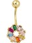 14 Ayar Renkli Taşlı Altın Göbek Piercing 1