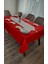 Colber Çizgi Detaylı Masa Örtüsü (Kırmızı-Krem) 8 Kişilik 18 Parça - Masa 160X180...160X350 1