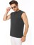 Erkek Koyu Antrasit Tank Sıfır Kol Pamuk T-Shirt 1