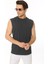 Erkek Koyu Antrasit Tank Sıfır Kol Pamuk T-Shirt 3