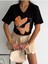 Kadın Büyük Beden Yeni Sezon %100 Pamuk Turuncu Kelebek Işlemeli Nakışlı T-Shirt 2